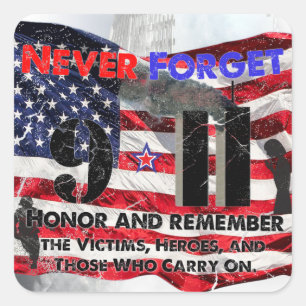 Never Forget September 11 Square Sticker
