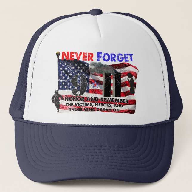 Never Forget September 11 Trucker Hat (Front)