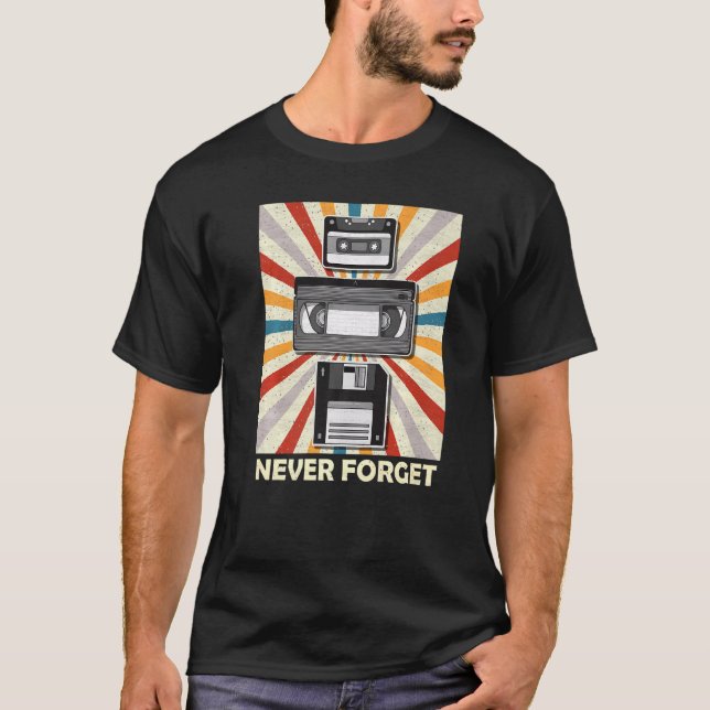 Never Forget Tee Funny Videocassette Floppy Disc V (Front)