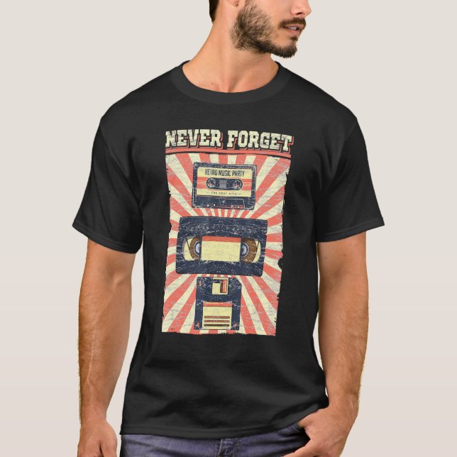 Never Forget Tee Videocassette Floppy Disc Vhs (Front)