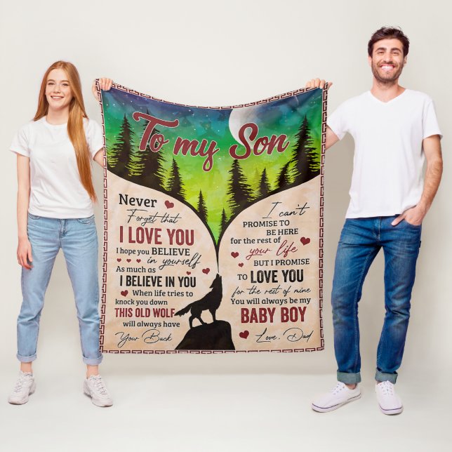 Never Forget That I Love You- Wolf Dad To Son Fleece Blanket (In Situ)