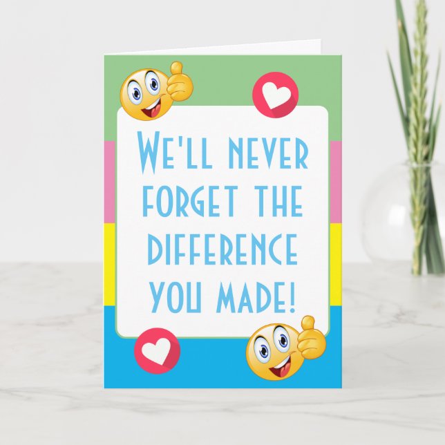 Never Forget The Difference Smile Face Teacher Thank You Card (Front)