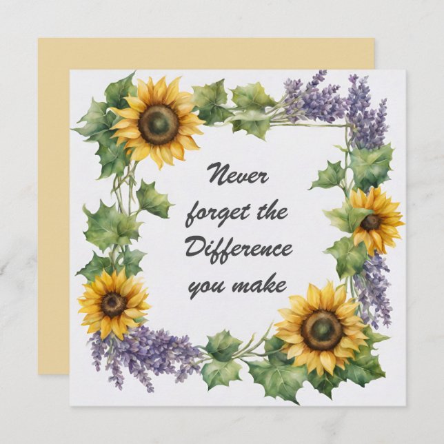 Never Forget the Difference You Make Sunflower Card (Front/Back)