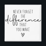 Never Forget The Difference You Make, Thankful Magnet<br><div class="desc">The phrase "Never Forget the Difference You Make" is a powerful reminder of the impact we can have on the world around us. It encourages us to recognise the positive influence our actions, words, and presence can have on others. Whether it's a small gesture of kindness or a significant contribution...</div>