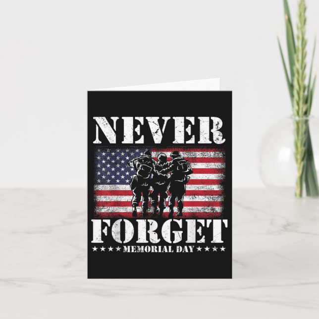 Never Forget Usa Flag Memorial Day  Card (Front)