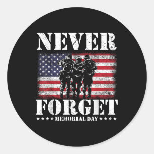 Never Forget Usa Flag Memorial Day Classic Round Sticker
