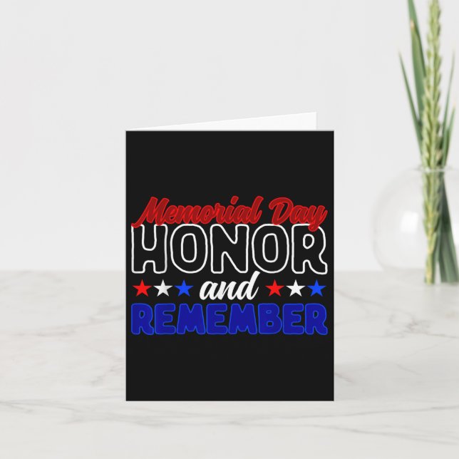 Never Forget Veteran Honour And Remember Memorial Card (Front)