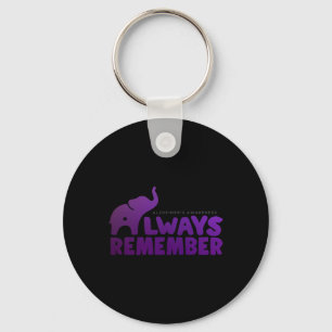 Never Forgets Alzheimerheimer Elephant Key Ring