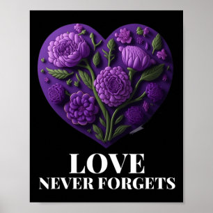 Never Forgets Heart Flower Woman Alzheimerheimer's Poster