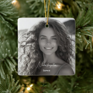 Never forgotten memorial photo keepsake Christmas Ceramic Ornament