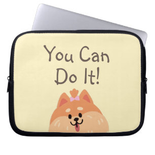 Never Give Up and Cute Puppy   Laptop Sleeve