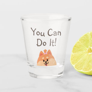 Never Give Up and Cute Puppy   Shot Glass