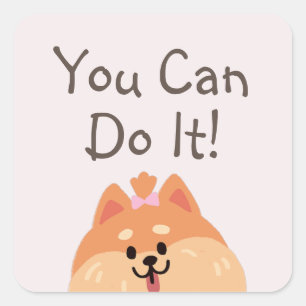 Never Give Up and Cute Puppy  Square Sticker