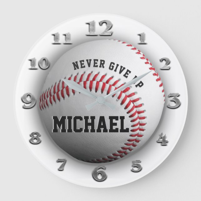 Never Give Up Baseball Clock (Front)