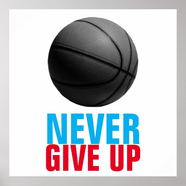 Never Give Up Basketball Motivational Poster (Front)