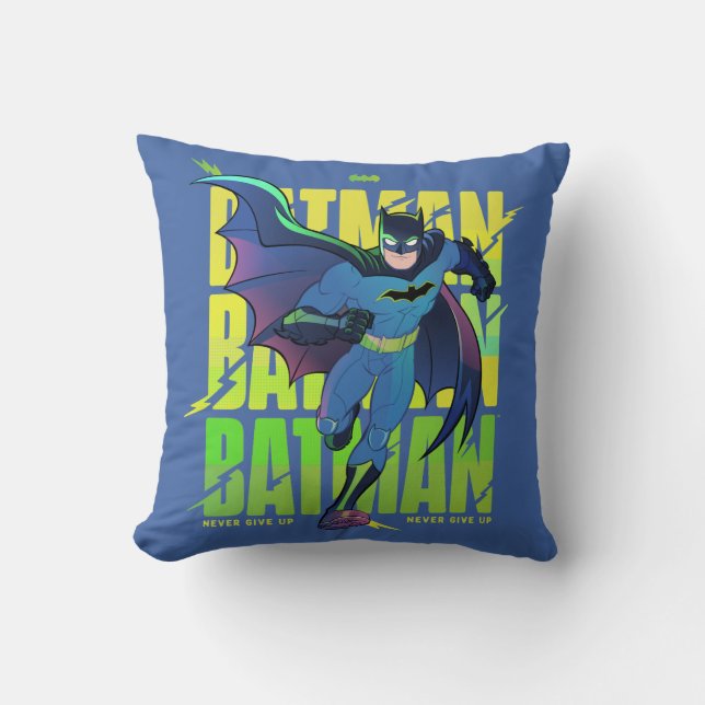 Never Give Up Batman Running Graphic Cushion (Front)