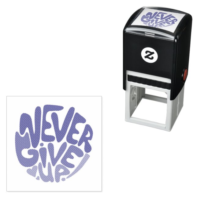 Never Give Up - Blue and Red Dark Birthday Quote Self-inking Stamp (In Situ)