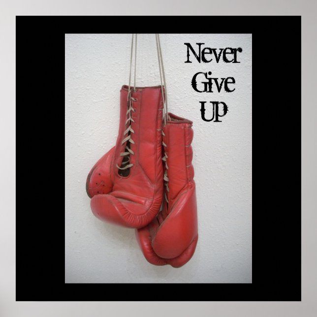 Never Give Up- Boxing Gloves CANVAS Poster (Front)