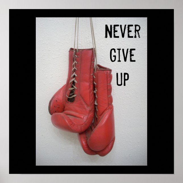 Never Give Up Boxing Gloves Poster (Front)
