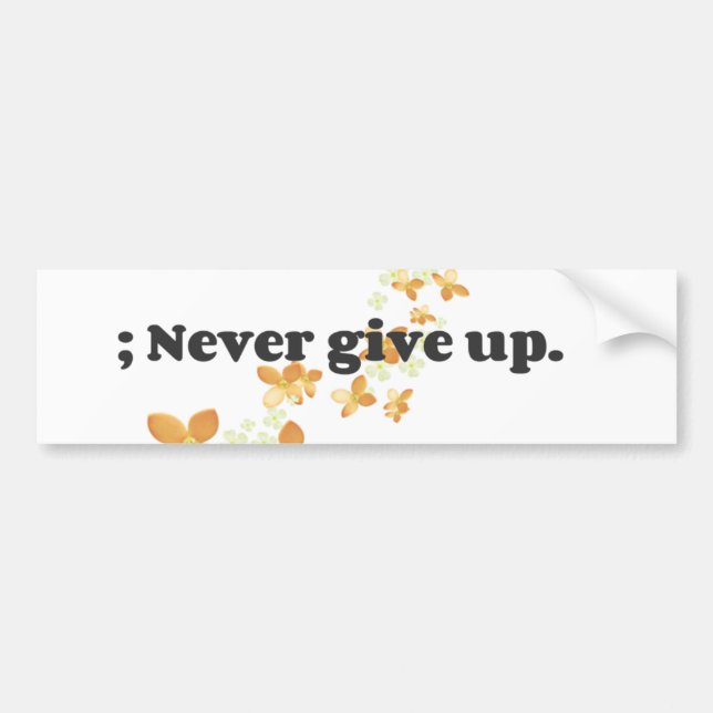 ; Never Give Up Bumper Sticker (Front)