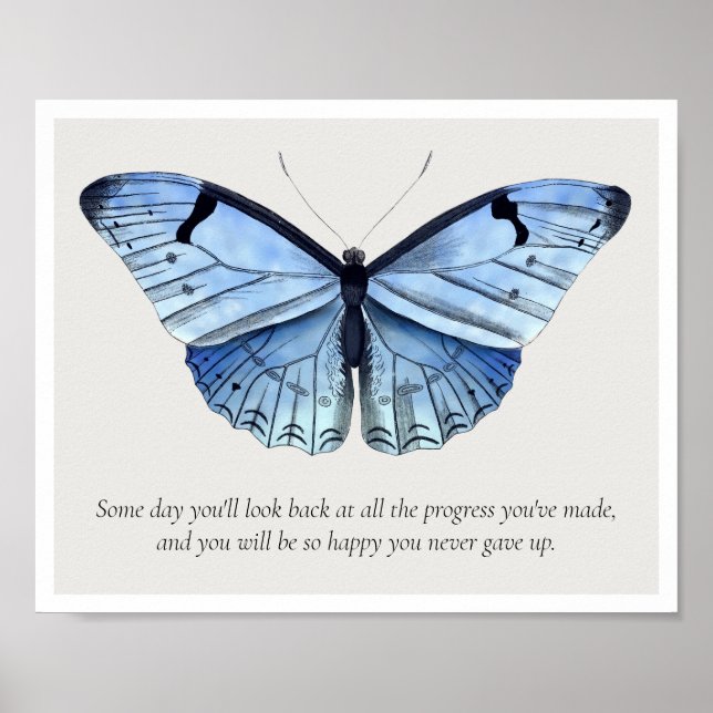Never Give Up Butterfly Inspirational Art Print (Front)
