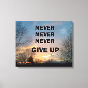 NEVER GIVE UP CHURCHILL WRAPPED CANVAS PRINT
