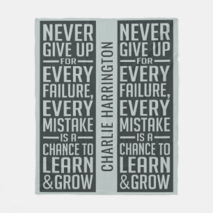 NEVER GIVE UP custom name fleece blanket