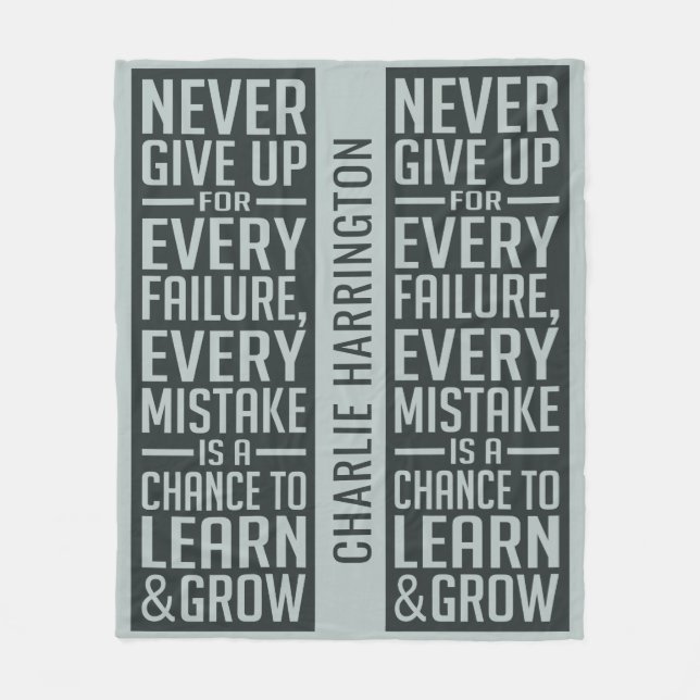 NEVER GIVE UP custom name fleece blanket (Front)
