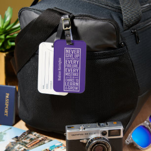 NEVER GIVE UP custom name Luggage Tag