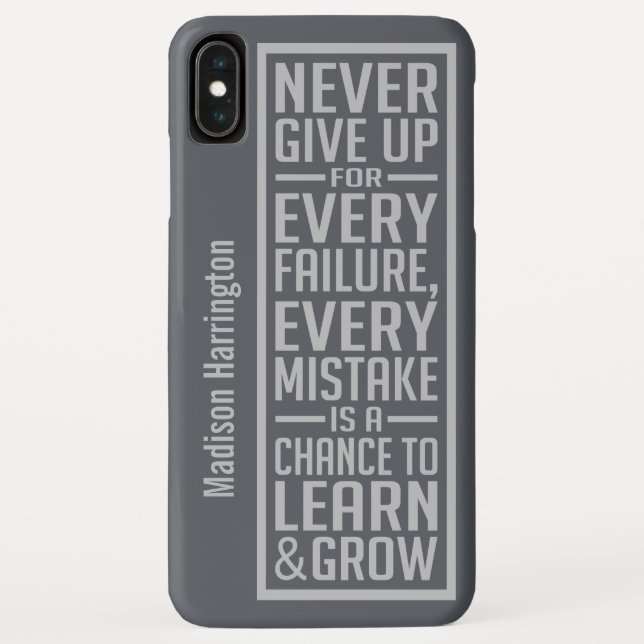 NEVER GIVE UP custom name phone cases (Back)