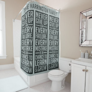 NEVER GIVE UP custom name shower curtain