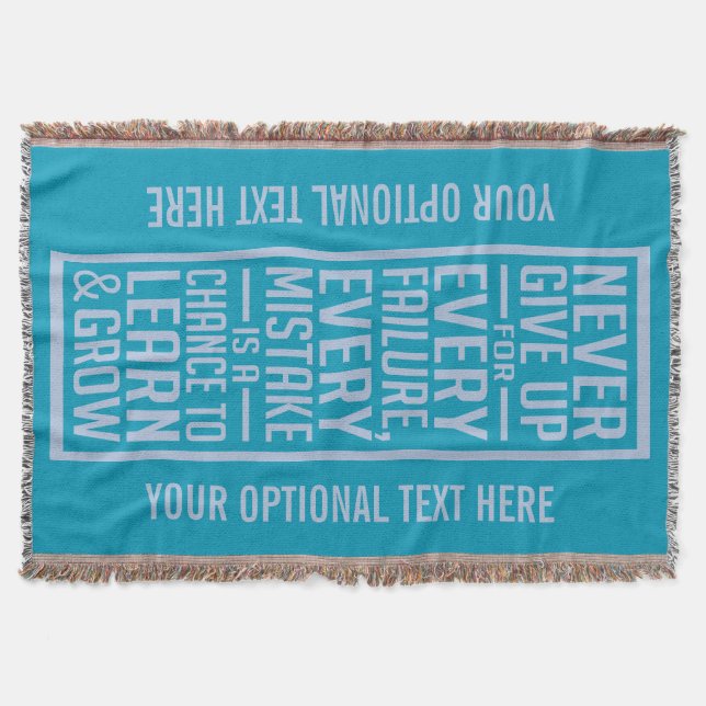 NEVER GIVE UP custom throw blanket (Front)