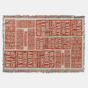 NEVER GIVE UP custom throw blanket