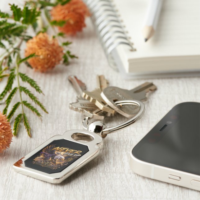 Never Give Up Eagle Key Ring (Side)