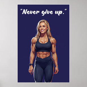 Never Give Up – Fitness Motivation Quote Poster