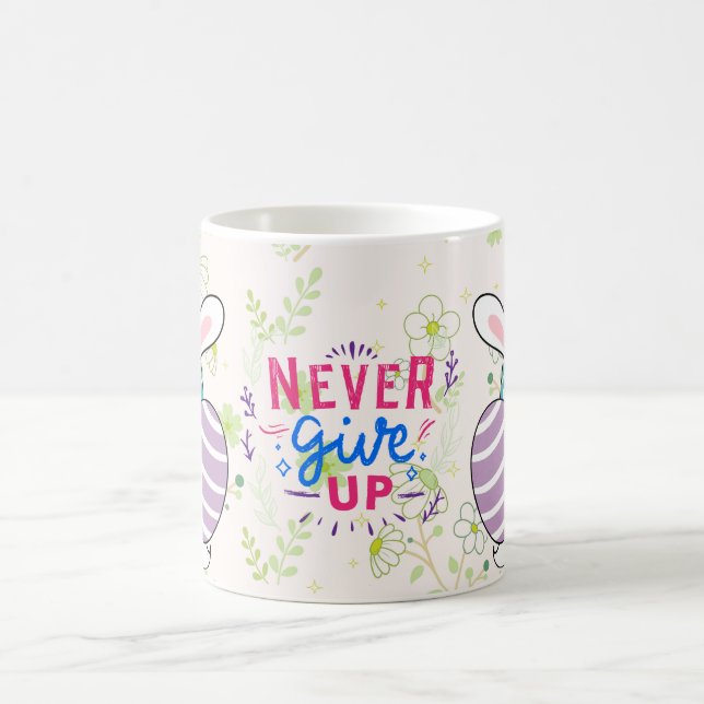 Never give up, for Gnome Lovers, Coffe Coffee Mug (Center)