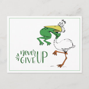 Never Give Up Frog Choking Bird Postcard