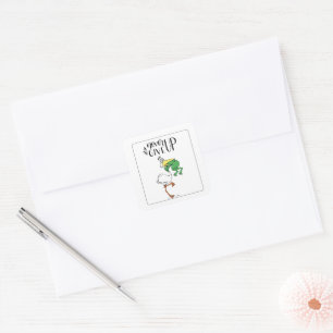 Never Give Up  FROG  choking Bird Square Sticker