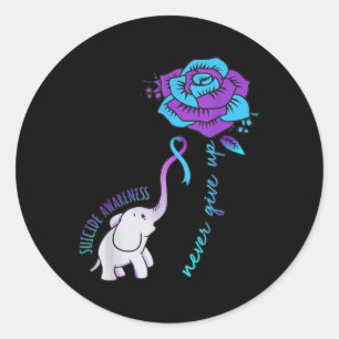 Never Give Up Happy Suicide Awareness Support Grap Classic Round Sticker