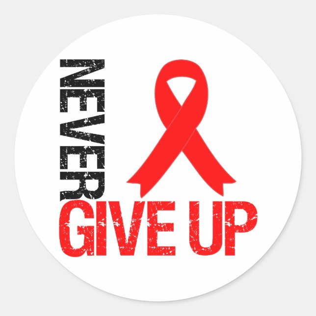 Never Give Up - Heart Disease Awareness Classic Round Sticker (Front)
