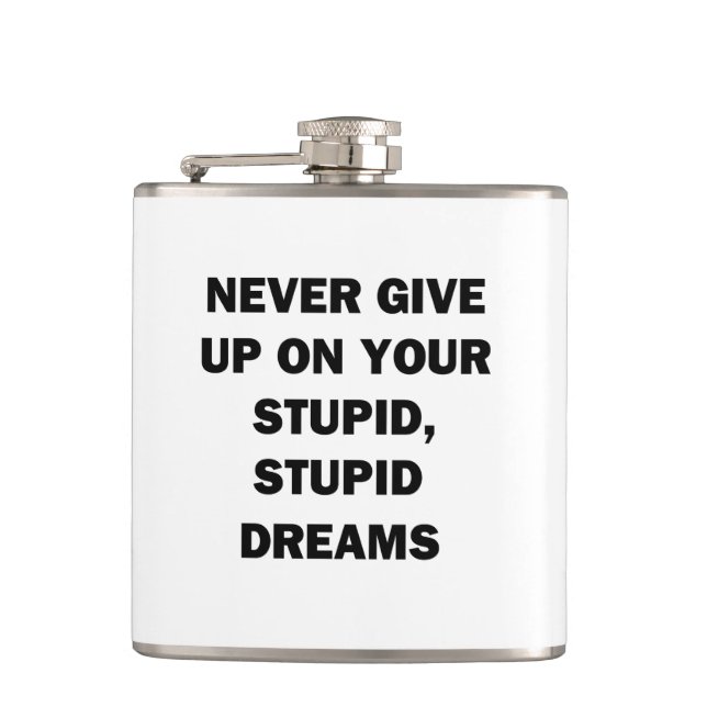 Never Give Up Hip Flask (Front)