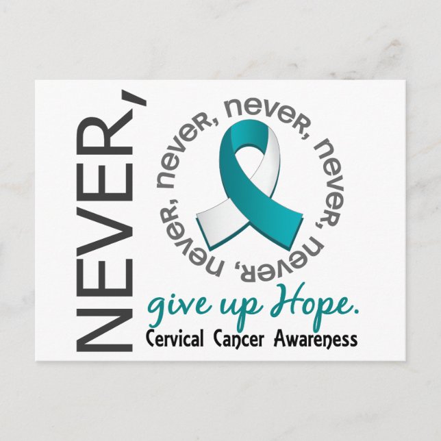 Never Give Up Hope Cervical Cancer Postcard (Front)