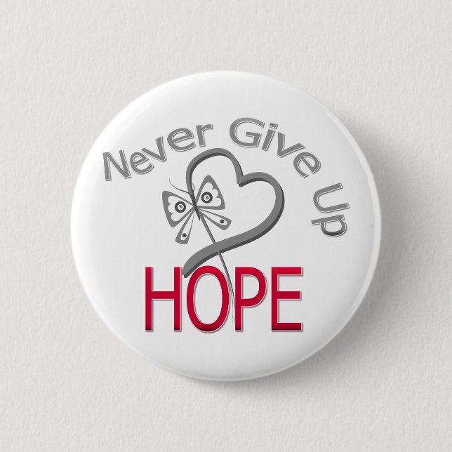 Never Give Up Hope Diabetes 6 Cm Round Badge (Front)
