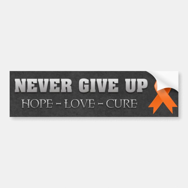 Never Give Up Hope Leukaemia Awareness Bumper Sticker (Front)