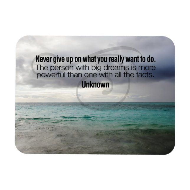 "Never give up" Inspirational Quote Flexible Magnet (Horizontal)