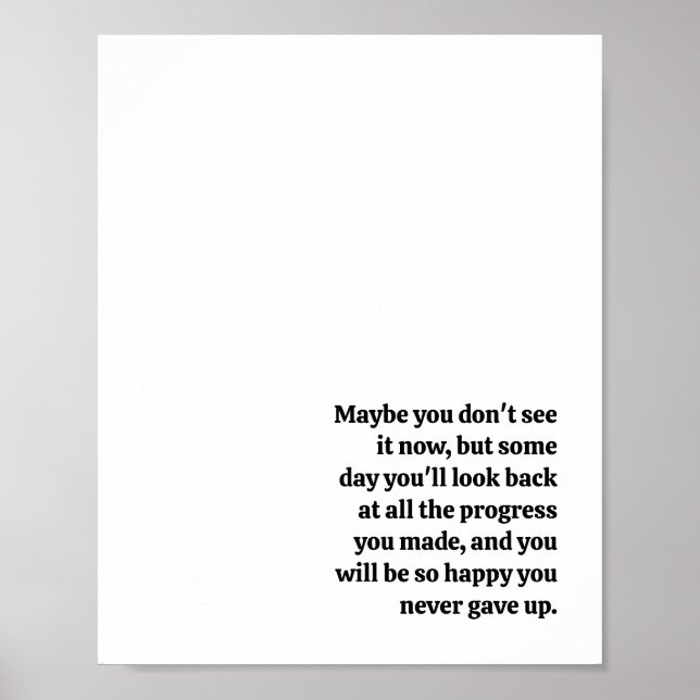 Never Give Up Inspirational Quote Poster (Front)