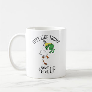 Never Give Up Like Trump FROG choking Pelican Coffee Mug