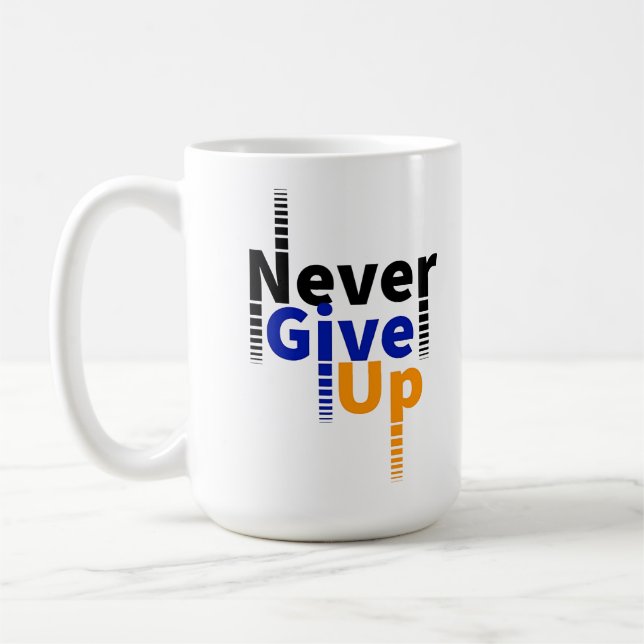 never give up motivational coffee mug (Left)
