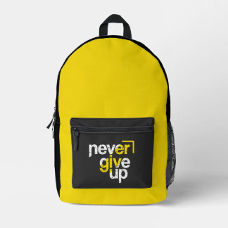 Never Give Up Motivational Distressed Typography Printed Backpack