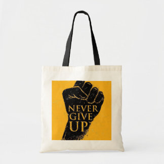 "Never Give Up" Motivational Fist Tote Bag